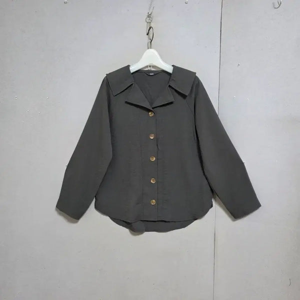 [BUNJANG] Khaki Taylor Collar Blouse (Size F) / 카키색 테일러카라이쁜 블라우스 F  n7911