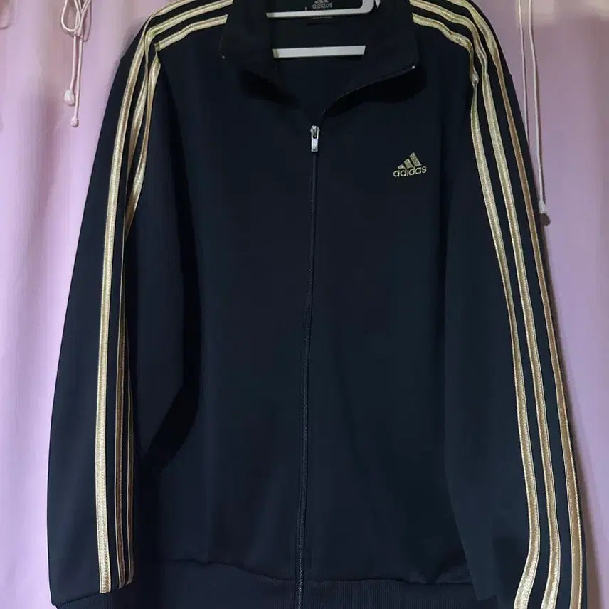 [BUNJANG] Adidas Three-Stripes Track Top - Black Gold Full Zip Old School / 아디다스져지 아디다스 삼선 트랙탑 검골 아디다스 블랙 골드 집업 올드스쿨