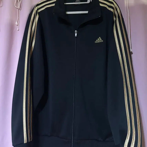 [BUNJANG] Adidas Three-Stripes Track Top - Black Gold Full Zip Old School / 아디다스져지 아디다스 삼선 트랙탑 검골 아디다스 블랙 골드 집업 올드스쿨