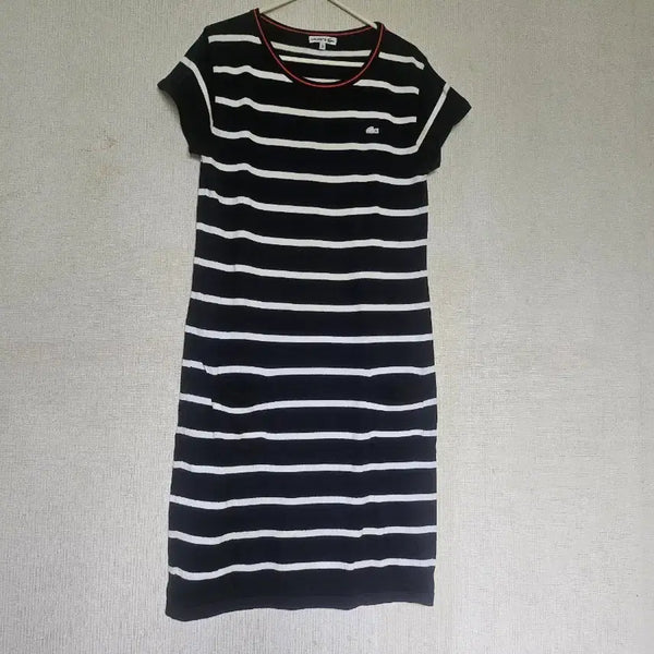 [BUNJANG] Lacoste Striped Short Sleeve Midi Dress / 라코스테 스트라이프 반팔 원피스