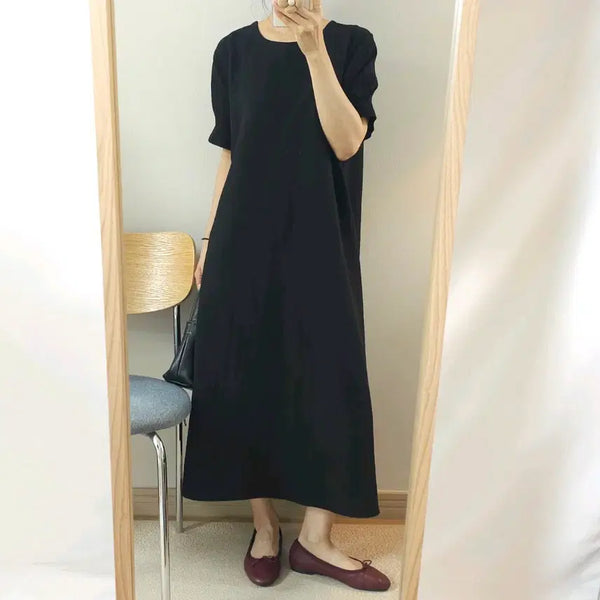 [BUNJANG] Monologue Women's Black Short-Sleeve Long Dress / (F)모놀로그 여성 반팔 롱 원피스 블랙 H5W4282