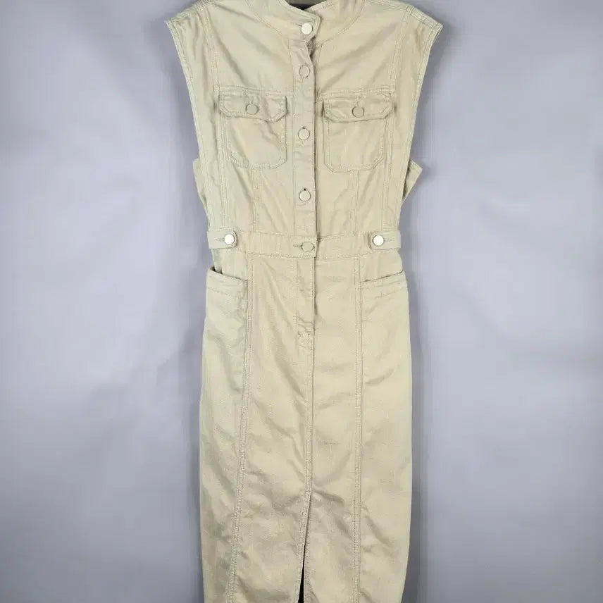 [BUNJANG] EGOIST Sleeveless Waist Banding Long Dress Beige (M) / [무료배송]에고이스트 55(M) 여성 민소매 허리 밴딩 롱 원피스 베이지