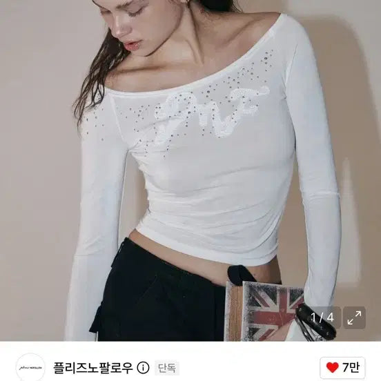[BUNJANG] Pleast No Follow Kira Ston Long Sleeve Top (White) / [플리즈노팔로우]Kira Ston Long Sleeve Top(화이트)
