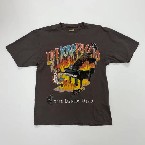 [BUNJANG] Capital Burning Piano Crew Graphic Short Sleeve T-Shirt / 캐피탈 버닝 피아노 크루 그래픽 반팔 티셔츠