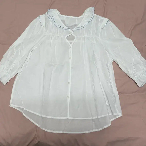 [BUNJANG] Fleta Half Sleeve Flounce Blouse / 플레따 하프 슬리브 플런스 블라우스