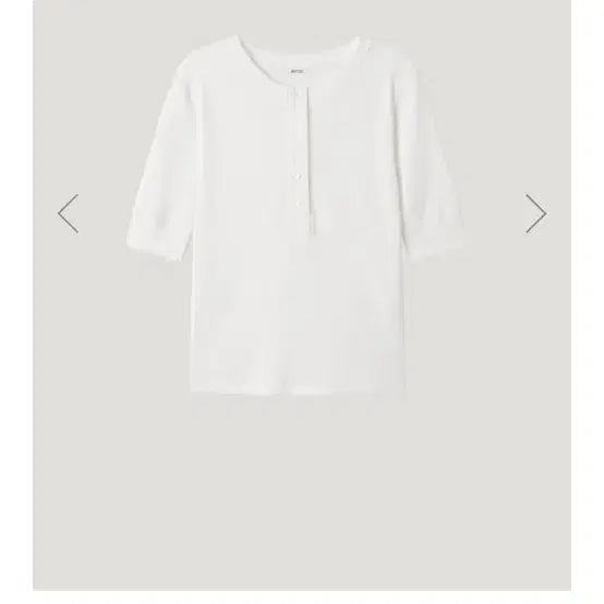 [BUNJANG] Arto Ribbed Henley Neck Half Sleeve T-Shirt - Ivory / 아르토 ribbed henleyneck half sleeve_ivory