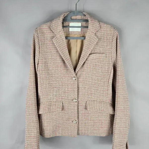 [BUNJANG] SLEEK Women's Tweed Pearl Button Jacket Pink / [무료배송]SLEEK 여성 F 트위드 진주 버튼 자켓 핑크