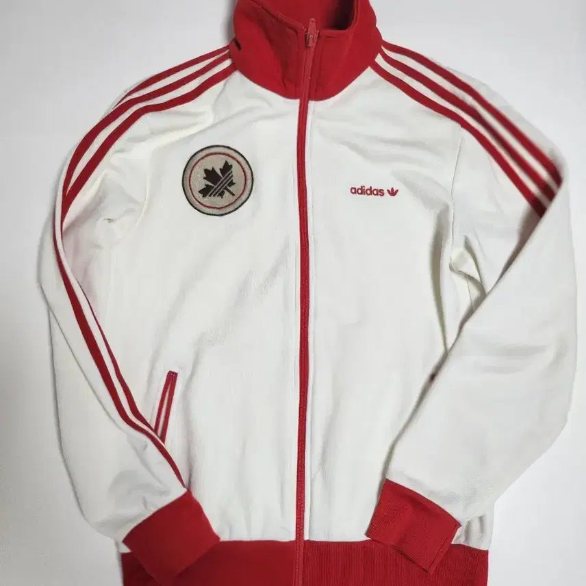 [BUNJANG] Adidas Colorblock Maple Leaf Track Top / 아디다스 트랙탑 흰색/빨강 배색 캐나다 잎 패치