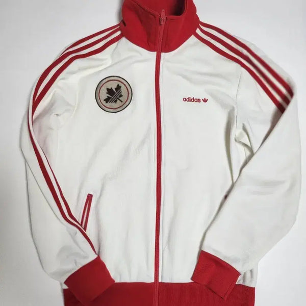 [BUNJANG] Adidas Colorblock Maple Leaf Track Top / 아디다스 트랙탑 흰색/빨강 배색 캐나다 잎 패치