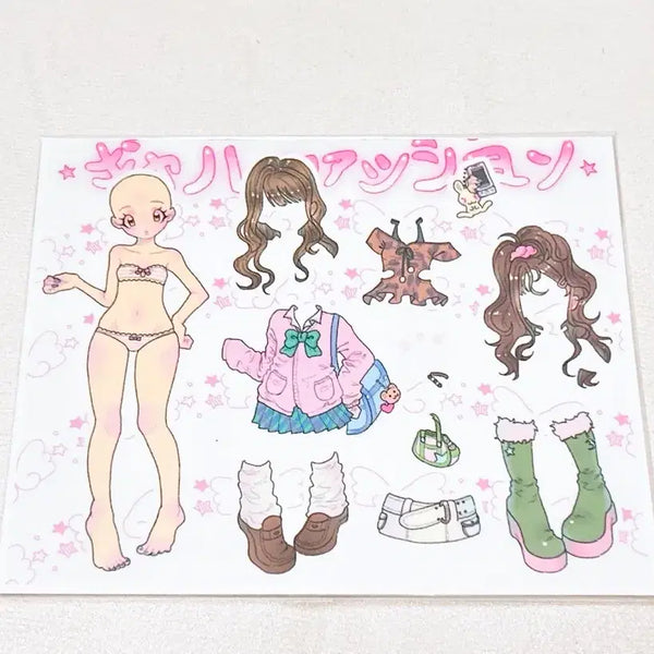 [BUNJANG] Gyaru Style Character Deco Sticker Set / 다꾸씰스티커 갸루스티커 지뢰계 다꾸띵 인물다꾸 미소녀스티커 인물스티커