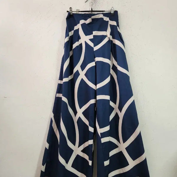 [BUNJANG] Navy Pattern Wide Leg Pants / 넓은 통바지 남색 패턴26