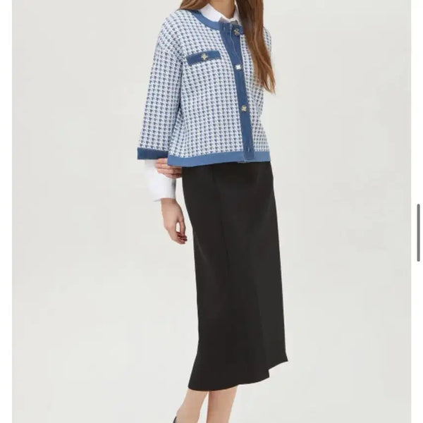 [BUNJANG] United Colors of Benetton Check Tweed Cardigan / 베네통 체크 트위드 가디건 free
