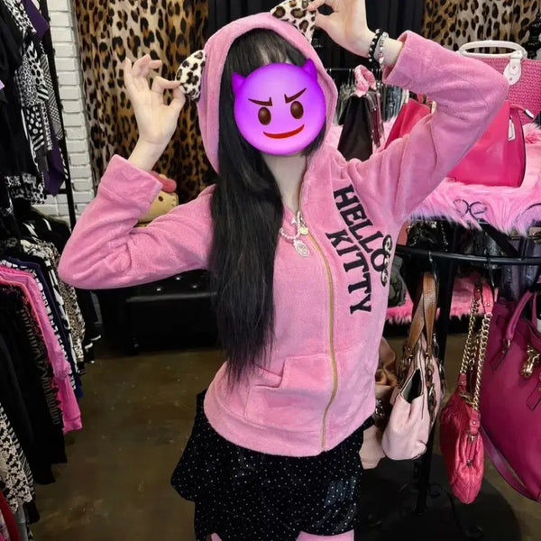[BUNJANG] Sanrio Hello Kitty Nekomimi Training Tracksuit Set M / 산리오정품 헬로키티 트레이닝복 셋업 m 갸루 산리오 정품 네코미미