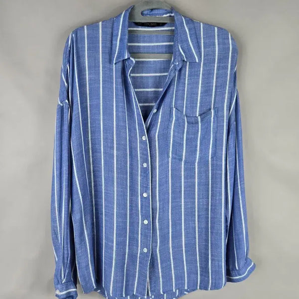 [BUNJANG] Zara Women's Striped Long Sleeve Shirt / [무료배송]자라 XS 여성 루즈핏 여름 원단 스트라이프 긴팔 셔츠