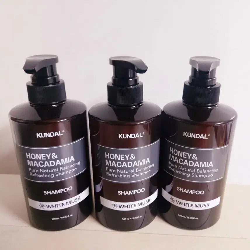 [BUNJANG] Kundal Honey & Macadamia Nature Shampoo (White Musk) - 500ml, 3 Bottles Bundle / 쿤달 샴푸500ml3개일괄