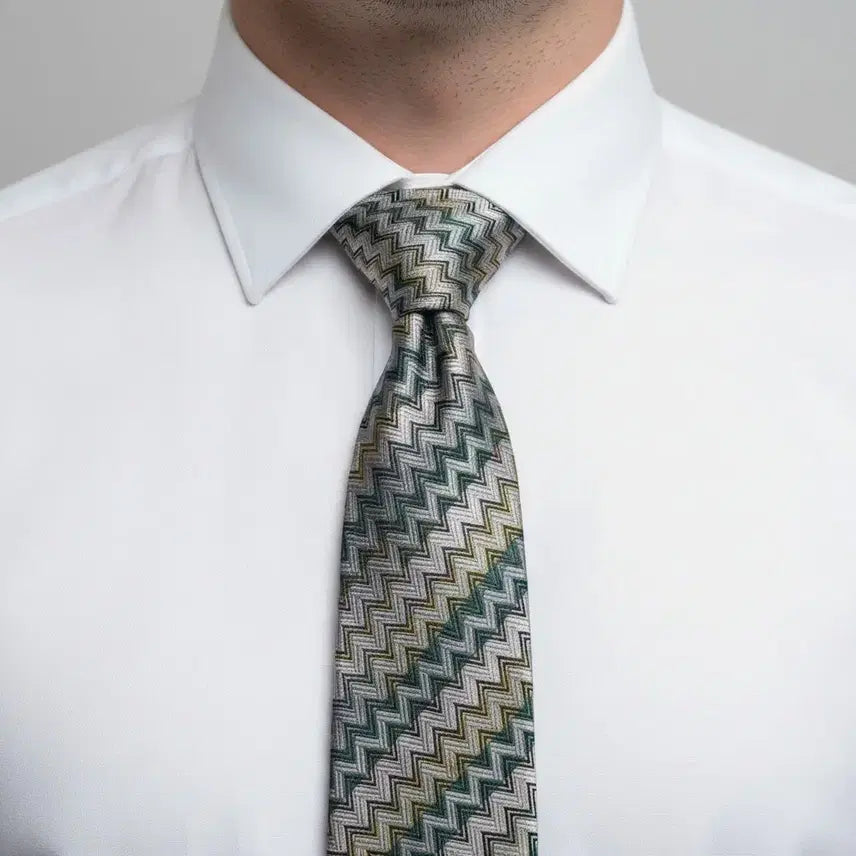 [BUNJANG] Missoni Herringbone Pattern Silk Necktie / 미쏘니 헤링본패턴 실크 넥타이