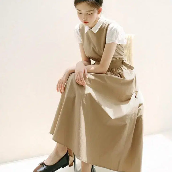 [BUNJANG] Milkcocoa Two-Way Beige Long Dress / 밀크코코아 투웨이 베이지 롱원피스
