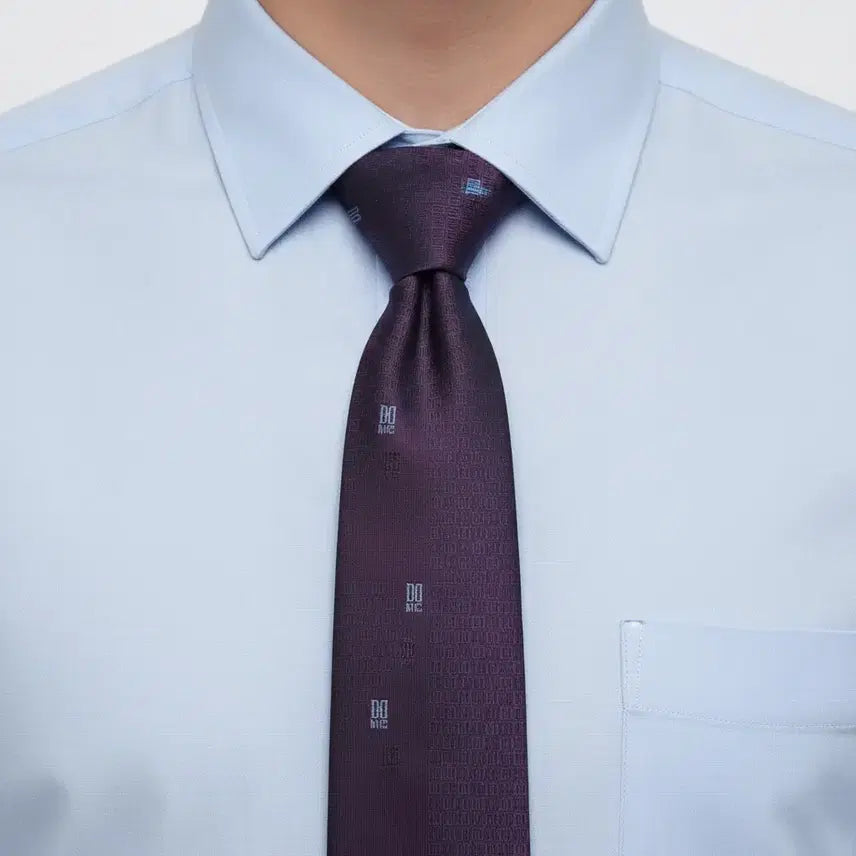 [BUNJANG] Daks Logo Pattern Purple Silk Necktie / 닥스 로고패턴 퍼플 실크넥타이