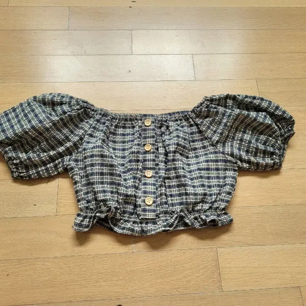 [BUNJANG] Puff Sleeve Off-Shoulder Cropped Blouse / 퍼프소매 블라우스 크롭탑 크롭티 오프숄더 블라우스