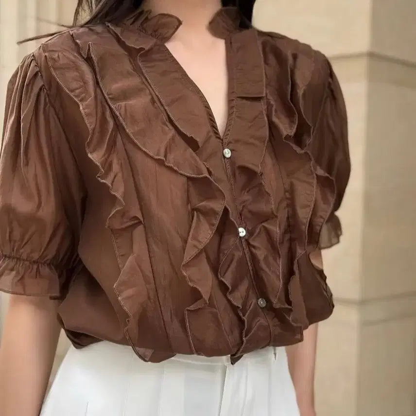 [BUNJANG] Frill Blouse / 프릴 블라우스  새상품