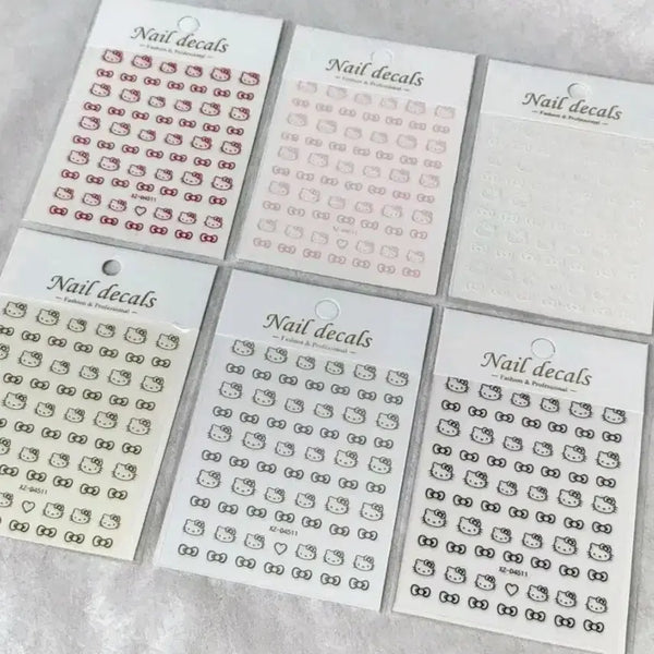 [BUNJANG] Kitty Nail Art Stickers & Charms / 키티 네일 스티커 파츠