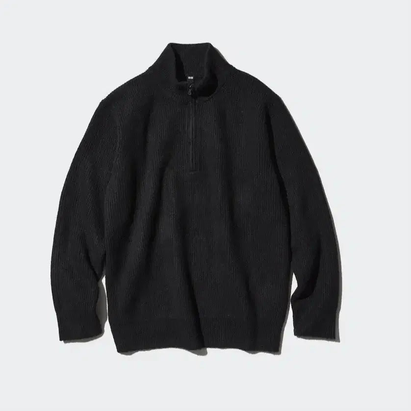 [BUNJANG] Uniqlo Souple Yarn Half Zip-Up Knit Black L / 유니클로 수플레얀 하프집업 니트 블랙 L 판매