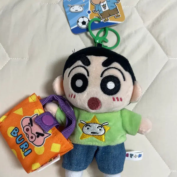 [BUNJANG] Crayon Shin-chan Shoulder Bag Plush Doll Keychain / 짱구 가방 숄더백 든 인형 키링 새상품
