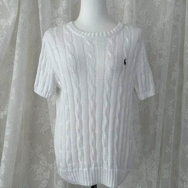 [BUNJANG] Polo Ralph Lauren Pima Cotton Short Sleeve Knit White / M) 폴로 랄프로렌 피마 코튼 반팔 니트 화이트