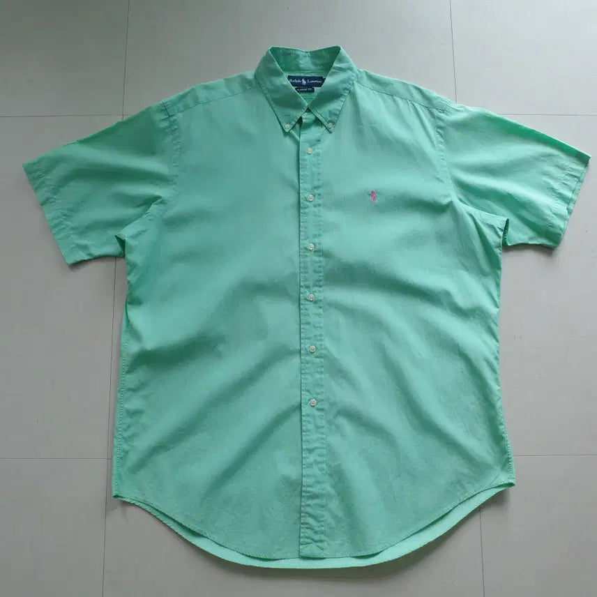 [BUNJANG] Polo Ralph Lauren 90s Mint Chocolate Color Short Sleeve Shirt L / 90s 폴로 민트초코맛 희귀컬러 반팔셔츠 L