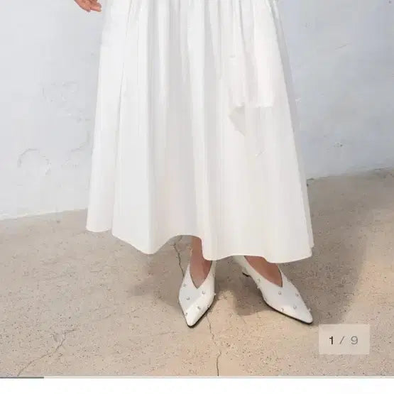 [BUNJANG] Or-Pintuck Full Skirt Ivory / 오르-핀턱 풀 스커트 아이보리