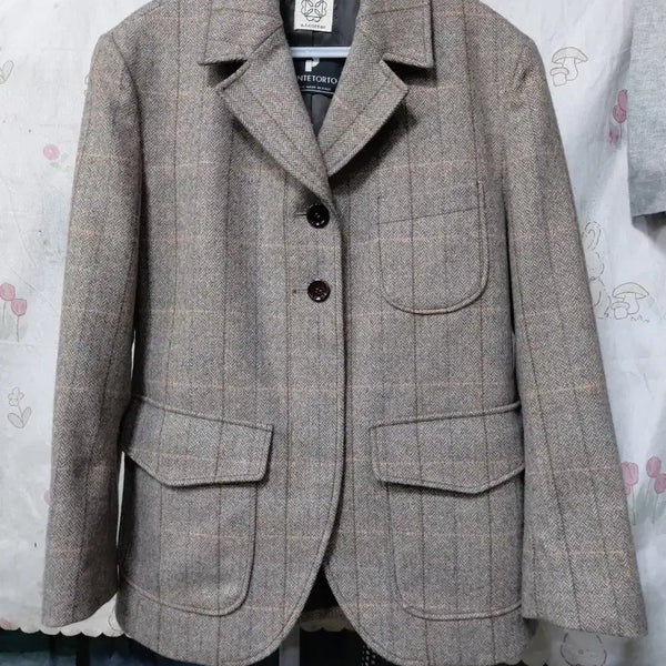 [BUNJANG] E.Corner Ponte Torto Check Wool Jacket / 엣코너   이태리  폰테토르토     체크  울 자켓