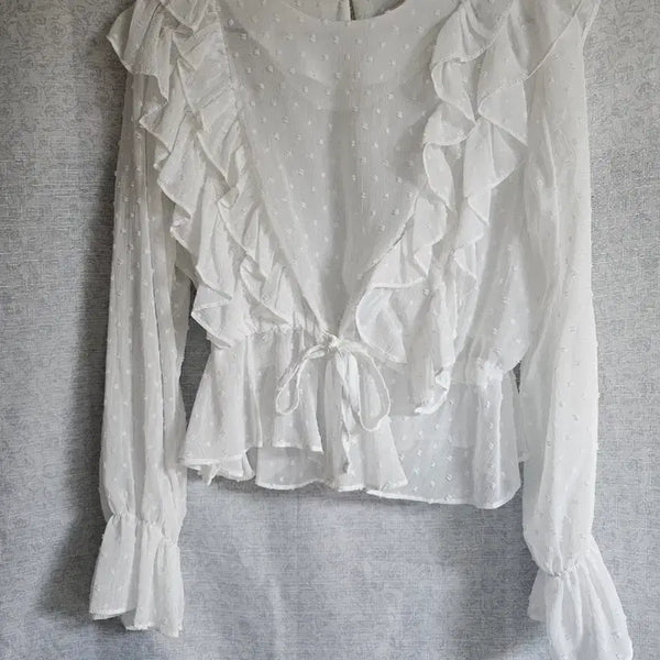 [BUNJANG] White Frill Blouse / 화이트 프릴 블라우스