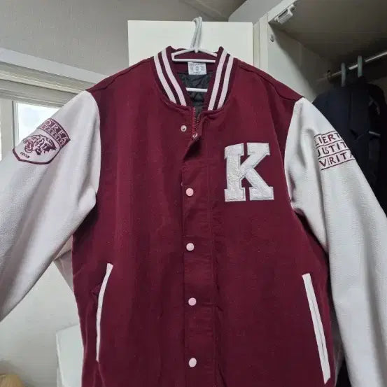 [BUNJANG] Korea University Crimson/Silver Varsity Jacket XXL / 고려대 과잠 크림슨/실버 XXL