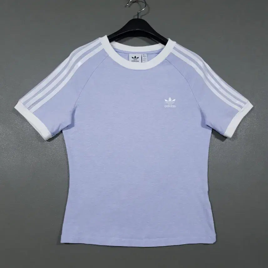 [BUNJANG] Adidas Firebird Three-Stripe Raglan Ringer T-Shirt Pastel Lilac Slim Fit / 여성) 아디다스 파이어버드 삼선 레글런 반팔티 링거티 파스텔 연보라 슬림