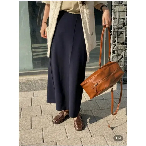 [BUNJANG] Danmi Project Efes Back Banding Long Skirt Navy Free Size / 단미 프로젝트 에페 뒷밴딩 롱 스커트 - 네이비,프리