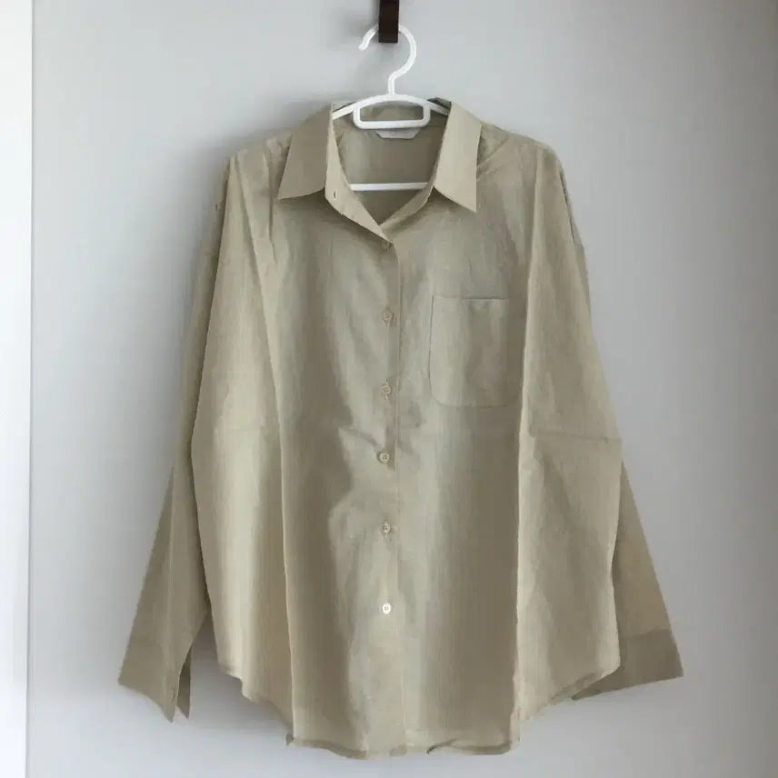 [BUNJANG] Linen Long-Sleeve Shirt Beige / (새상품) 살안타템 여름 린넨 셔츠 긴팔 베이지