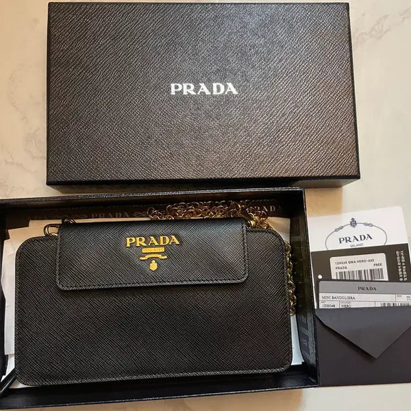 [BUNJANG] Prada Saffiano Leather Mini Chain Bag Black Unused / (풀구성)프라다 사피아노 레더 미니 체인백 블랙 미사용 새제품