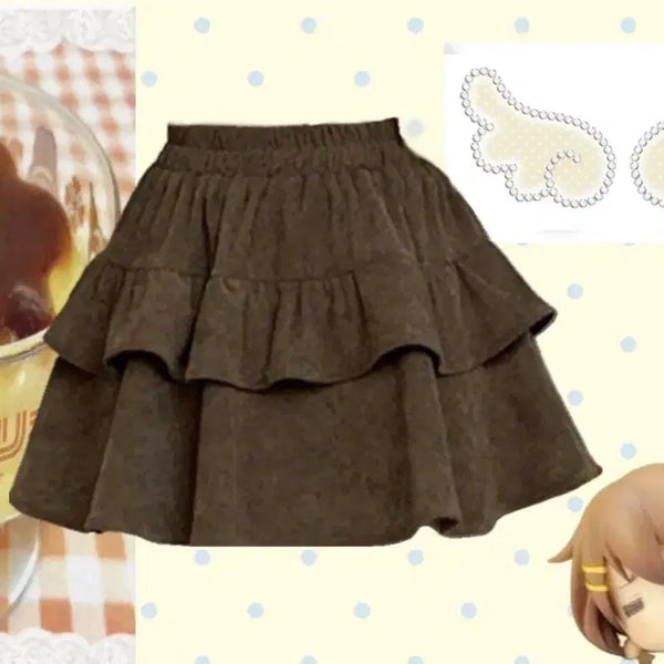 [BUNJANG] Brown Frill Skirt / 브라운 프릴 스커트