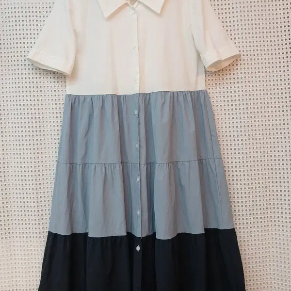 [BUNJANG] SOOS Color Block Shirt Dress / SOOS  배색 셔츠 원피스 M정도