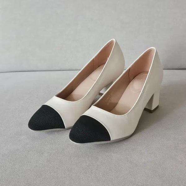 [BUNJANG] Cushioned Toe Cap Accent Heeled Shoes (235) / 새상품 쿠션최강 앞코 배색 구두 235