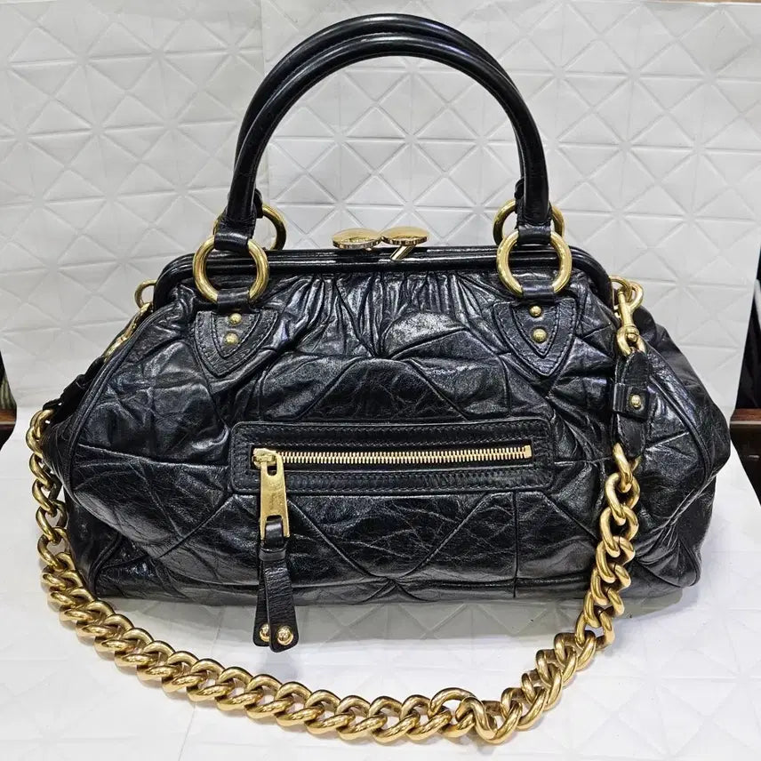 [BUNJANG] Marc Jacobs Leather Quilting Gold Chain Stam Bag / 마크제이콥스 레더 퀄팅 금장 체인 스탐백