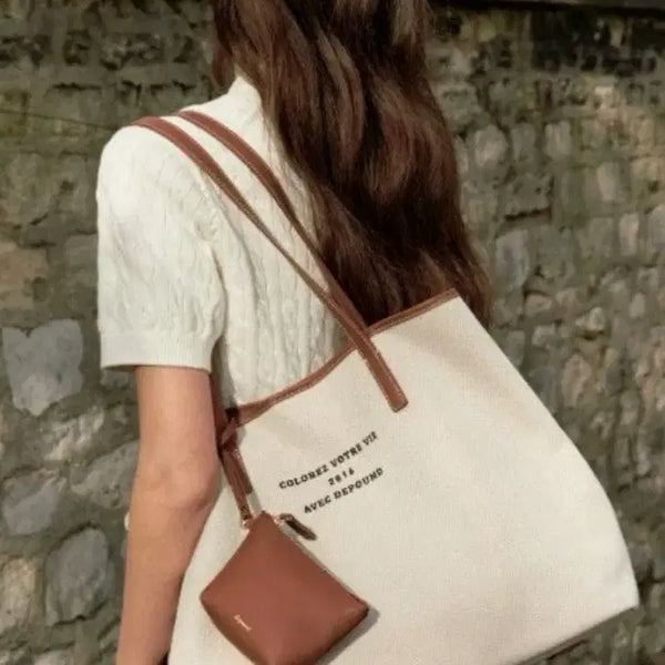 [BUNJANG] Depound Shopper Bag + Leather Charm Pouch Set / 드파운드 쇼퍼백+레더 참파우치