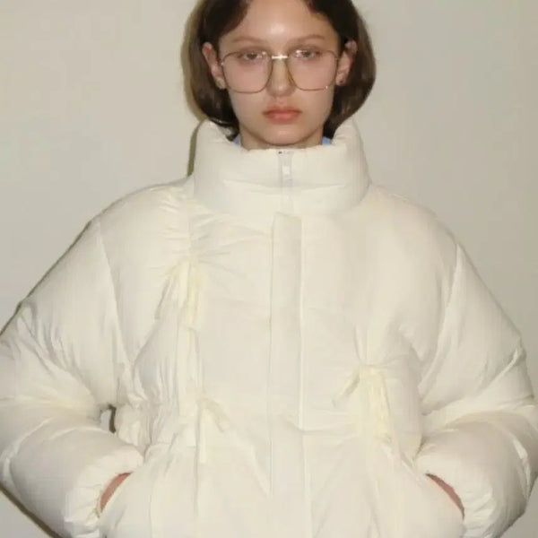 [BUNJANG] SINOON Ribbon Padded Jacket Ivory / 시눈 리본패딩