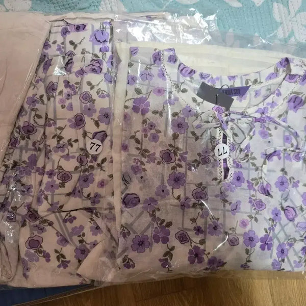 [BUNJANG] Cotton Flower Pattern Women's Set-up Size 77 / 코튼 플라워 셋업 77 사이즈