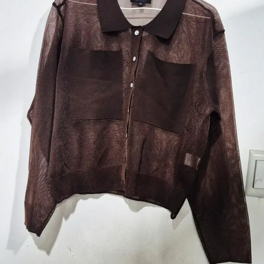 [BUNJANG] Barneys New York See-Through Cardigan Brown / 바니스 뉴욕 시스루 가디건 브라운