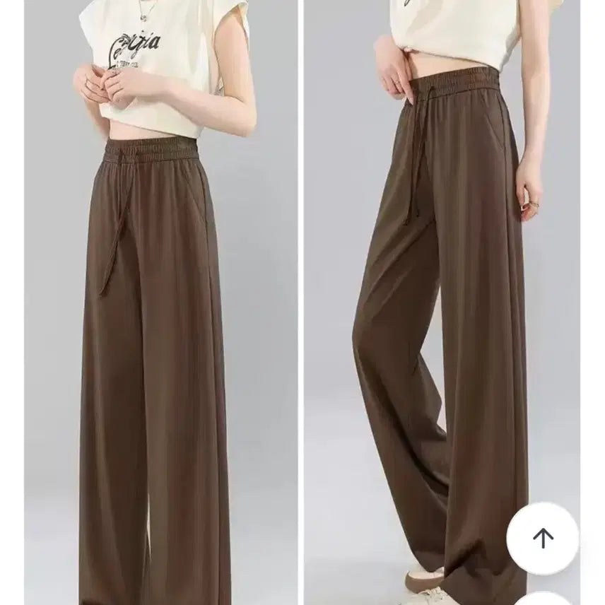 [BUNJANG] Summer High-Waisted Loose Fit Ice Pants / 여름 하이웨스트 루즈핏 아이스 팬츠,블루,브라운,블랙
