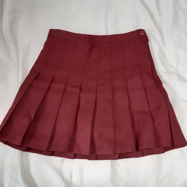 [BUNJANG] Burgundy Pleated Skirt School Look / 버건디 플리츠 스커트 테니스치마 주름치마 치마바지 스쿨룩