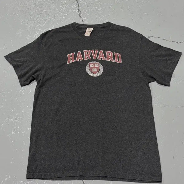 [BUNJANG] Harvard University Vintage Charcoal Short Sleeve T-Shirt / USA Harvard (하버드 대학교) 빈티지 챠콜 반팔 티셔츠