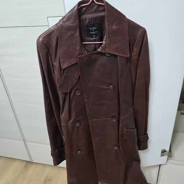 [BUNJANG] ROBO Leather Trench Coat Brown / ROBO 레더 트렌치코트 브라운