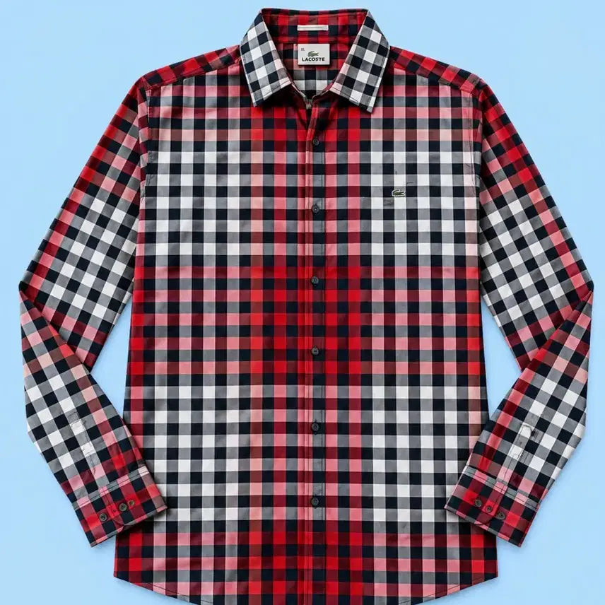 [BUNJANG] Lacoste Check Pattern Shirt / 라코스테 체크 남방 40 셔츠